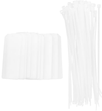 NUOBESTY 50 Etiquetas para Cables de Abs Resistentes y Escritas a Mano, Gestión y Organización de Cables, Ideales para Identificar y Marcar Alambres en Oficina y Hogar