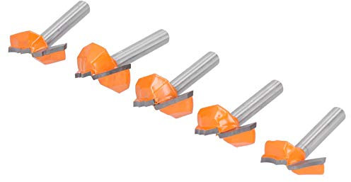 Bit de Routeur à Tige de 6 Mm, 5pcs Bit de Routeur de Tige de 6 Mm Cutter de Moulage Jaune, Alliage YG6 + 45 # en Acier au Carbone, pour Bois Massif, contreplaqué, Panneau de Particules, Spirale