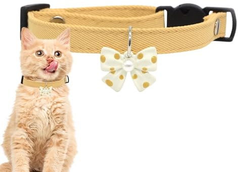 Halsband med fluga, bomullshalsband | Mjukt justerbart band med dekorativ fluga, charmigt kattunge-halsband för katter och små hundar, bekväm outfit accent för festliga tillfällen och vardagskläder