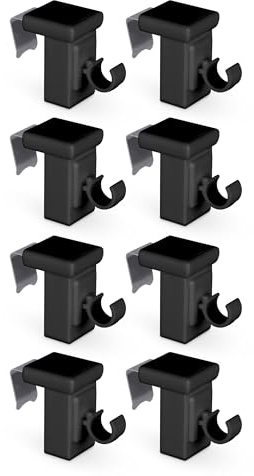 Bestlivings Klemmträger Schwarz 8er Pack - für Cafehausstangen Ø10mm - Fensterrahmen 10-27mm - Klemmfix Dekohaken - Universal Fensterhaken zur Fensterdekoration