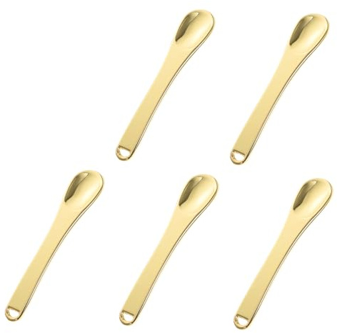 LALADEFIEE Cucharas Para Maquillaje y Crema Facial 5 Piezas Mini Aleación De Zinc Color Dorado Para Aplicación y Masaje Facial Cosméticos Portátil