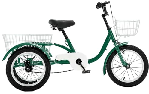 LSQXSS Cruiser-Dreirad für Reisen und Einkaufen, 3-Rad-Fahrrad mit Gepäckkorb, Einzelbremse, Aufsitzdreirad mit Pedalen, Sattel und Lenker höhenverstellbar