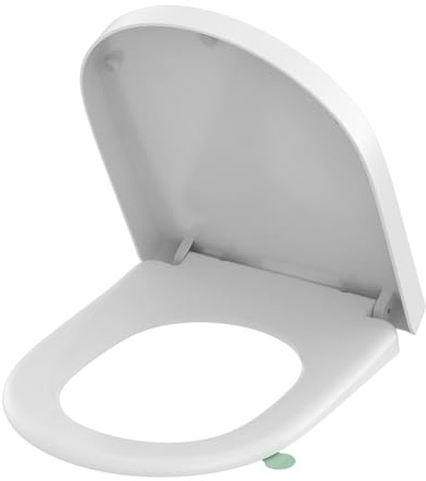 YEAUPE PRO Tapa WC Universal Forma de D [LARGO], Asiento de Inodoro de Cierre Suave con Liberación Rápida para,Tapa Inodoro Urea-formaldehído, 46,4 * 35,9 * 5CM (con Plantilla de Instalación)
