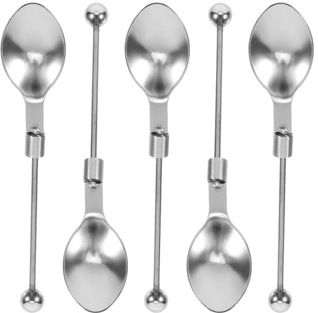 WATIIFUFU Edelstahl Selbstgemacht Perlenlöffel 5 Stück 13cm Rostfrei für Tee und Dessert im Haushalt