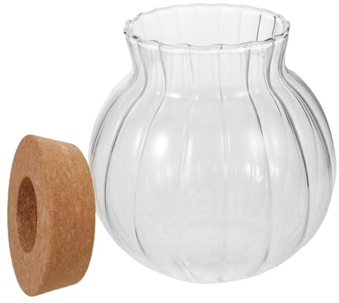 Yardenfun Transparente Kleiner Glasvase mit Korkdeckel Hydrokultur Pflanzgefäß für Efeutute Philodendron Kräuter Kleines Tisch Terrarium für Wohnraum Büro und Dekoration