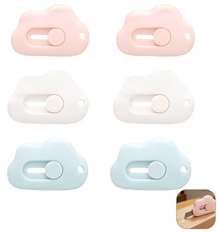 6 PCS Couteau de Papeterie, Box Cutter Ouvre Lettre Mini Couteau Utilitaire Pliant Petit Cutter Rétractable Ouvre Colis et Enveloppe Couteaux De Poche pour la Papeterie, Papier, Papier Découpe