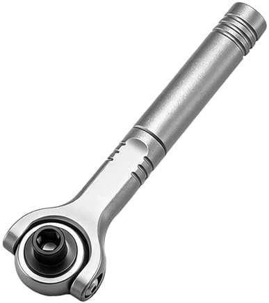 Gralara Chiave a cricchetto universale, professionale, pratica, smontabile, multiuso, robusta, compatta, regolabile a 270 gradi, 60 denti