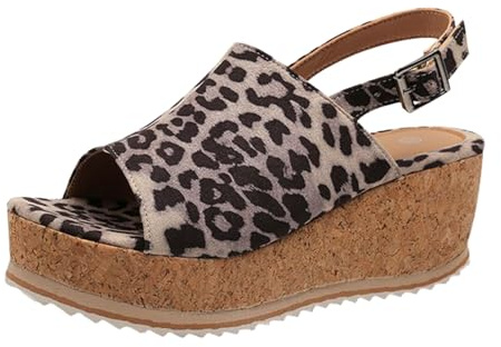 Sandalias Marrones Mujer Ortopedicas Sandalias Casuales de Ante Con,Punta Redonda Y Hebilla Única para,Talla Grande Esparto Cuña para Zapato mujer cuña plataforma corcho Pies anchos