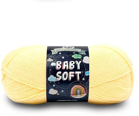 Lion Brand Yarn, Baby Soft Baby Blanket Yarn for Crocheting, Knitting, and Crafts, Lemonade, 1 Pack