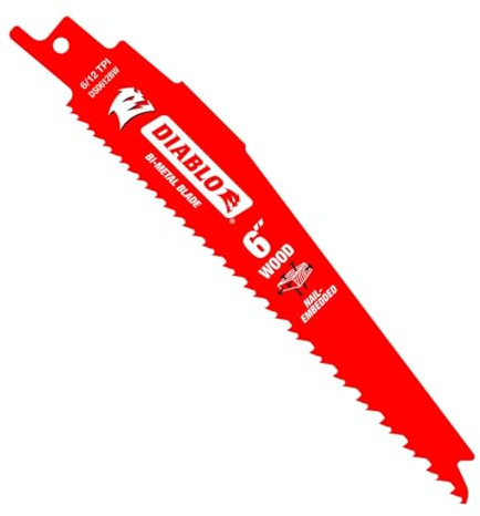 Diablo Bi-Metal Reciprocating Saw Blade for Nail-Embedded Wood - 6 Length, Variable Tooth, 6/12 TPI, 5-Pack - DS0612BW5