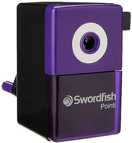 Swordfish ‘Pointi’ Desktop Manual Pencil Sharpener with Helical Blade and Auto Stop Function [40235], black