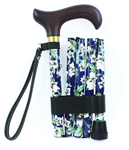 Nrs Healthcare Canne de Marche Pliante Motif Bleu Floral Morris