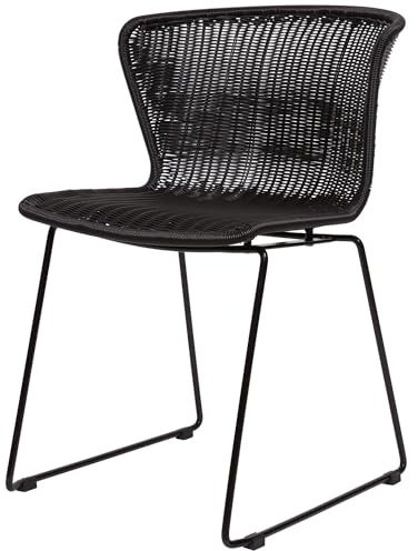 WOOOD Wings Korbsessel 2er Set Schwarz - Korbstuhl aus Kunststoff Poly Rattan Bistrostuhl Wetterfest Rattansessel Gartenstuhl Rattanstuhl Gartenmöbel Lounge