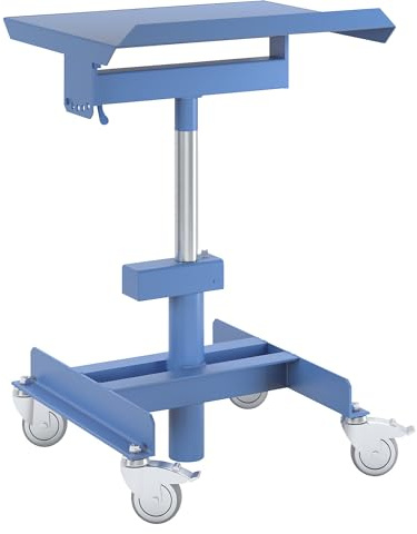 eurokraft pro | Materialständer | Tragfähigkeit 150 kg, fahrbar, Höhenverstellung ohne Last mit pneumatischer Fallbremse, Höhenverstellbereich 510 - 700 mm