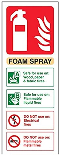vsafety 11003 ac-s señal de extintor, espuma spray no ID, autoadhesivo, vertical, 75 mm x 200 mm, color beige/negro/verde/rojo