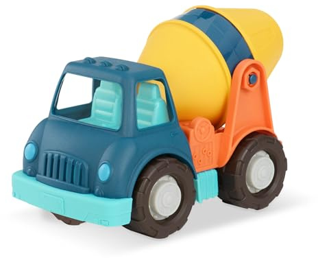 Battat Cement Truck Toy with Concrete Mixer, Movable Parts, Vehicles | Construction truck for pretend building play with revolving, tilting drum and sieve; fully assembled toy truck; 1+ Years