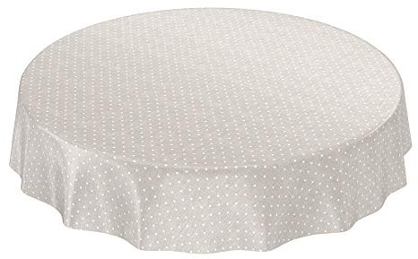 ANRO Wachstuchtischdecke Wachstuch Wachstischdecke Tischdecke Punkte Dots Gepunktet Uni Einfarbig Beige Rund 140cm abwaschbar wasserabweisend Gartentischdecke Meterware pflegeleicht Lotuseffekt