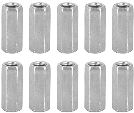 10 Stück M8 Sechskant Stangenmutter Verzinkt mit Innengewinde für Gewindestange M8x30 Maschinenbau Industrie Anwendung Muttern