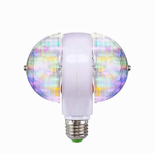 Luce da palcoscenico, E27 RGB Luci da palco da discoteca a LED Lampadina a sfera Lampada a effetto rotante a 2 teste Lampada da fiaba Luci da palco a LED RGB(Spina UE 220V)