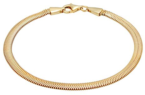 Kuzzoi Silber Armband für Herren Goldenes Herrenarmband (4mm) aus massivem 925 Sterling Silber vergoldet für den Mann Fischgrätenmuster handgefertigt, Länge 23 cm