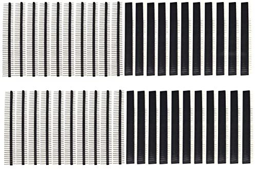 Heevhas 40 Stück 2,54 mm PCB Board Platine Stecker Buchsenleiste Pin Header | Einreihige männlich und weiblich Pin Header Connector Kit für Arduino Prototyp Shield