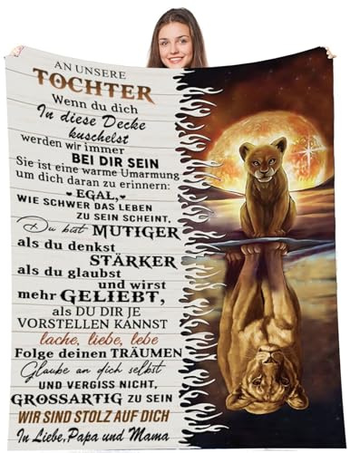 UOOYAA Kuscheldecke Personalisierte An Meine Tochter Geschenk (M) - Deutsche Nachricht Briefdecke Positiv Ermutigen Wohndecke für TV-Decken