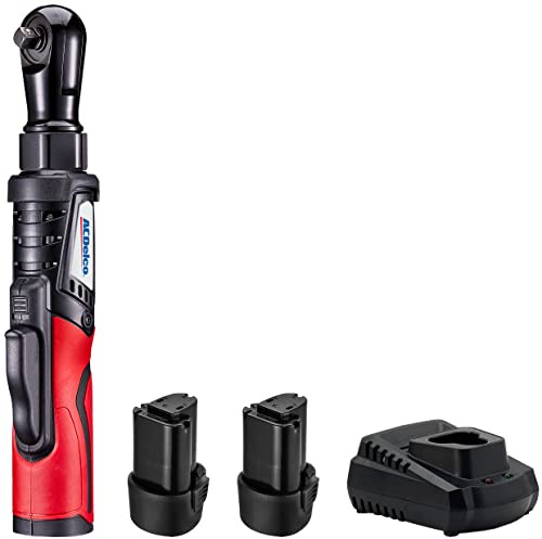 ACDelco ARW1210-3P2 G12 Lithium-Ion 12V (10.8V) Brushless 3/8” Electric Cordless Ratchet Wrench Set Power Tool Kit | Tool Set Includes x2 Battery Packs & Charger