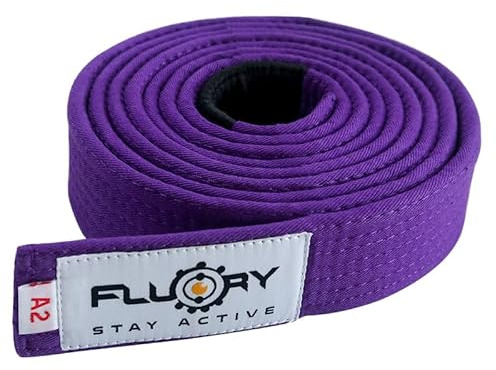 FLUORY Premium Cotton Brazilian Jiu Jitsu BJJ Belt for Adult, Made of 100% Cotton, IBJJF Competition Approved