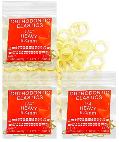 Latex Amber 3 Packs 300 counts 1/4inch HEAVY 6.4mm Intraoral Elastic Bands Unimedic Orthodontic Elastics Dental Rubber Bands Made in US(HEAVY, 1/4inch, 6.4mm)