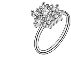 Stfery Piercing Nase Weissgold, Nose Ring Vergoldet Blume Schmuck Zunge Lippe Zirkonia 1 Stück Damen Herren Geschenk