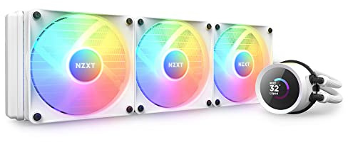 NZXT Kraken 360 RGB - RL-KR360-W1-360mm AIO CPU Liquid Cooler - Customizable 1.54 Square LCD Display for Images, Performance Metrics and More - 3 x F120 RGB Core Fans - White