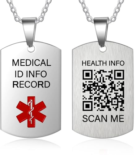 Theluckytag Verbessertes medizinisches Armband für Damen und Herren, QR-Code, Titanstahl, für Handgelenke bis zu 20,3–25,4 cm