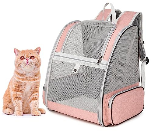 Zaino Trasportino per Animali Domestici, per Cani, Gatti, Cuccioli, Rete Completamente Ventilata, Approvato Dalle Compagnie Aeree, Progettato per Viaggi, Escursioni, Passeggiate All'Aperto (Rosa)