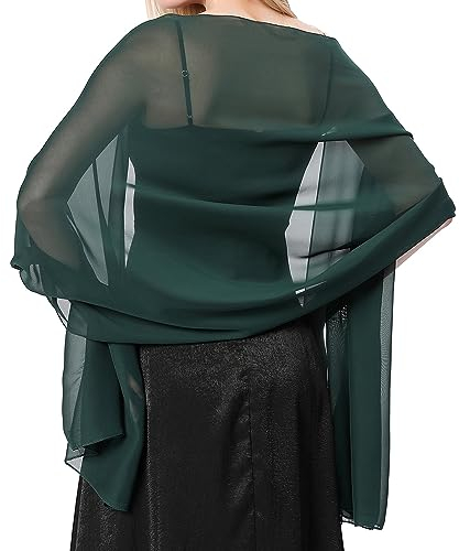 lifwimner Stola Damen Halstuch Chiffon Sommer Schal Damen Festliche Stola für Abendkleid oder Brautkleid Hochzeit Scarf (Dunkelgrün)