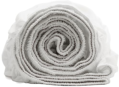 Amqua Mako Satin Spannbettlaken 90x200cm, 100% Bio Baumwolle (Zertifiziert), Bettlaken für Boxspringbett & Wasserbett oder Matratzen bis 30cm Höhe, Farbe: Weiß