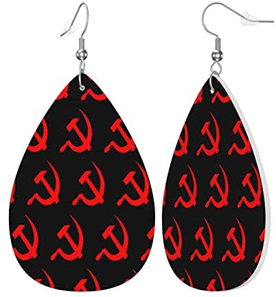 Kunstleder Ohrringe Eed Hammer und Sichel Für Frauen Teardrop Drop Dangle Ohrringe Schmuck Geschenk, Einheitsgröße, Leder Polyvinylchlorid