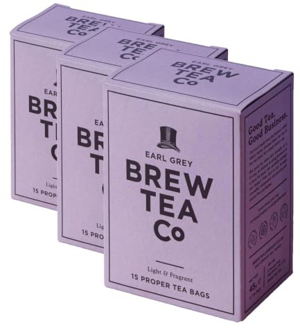 Brew Tea Co Earl Grey Whole Leaf Tea Bags, Pack of 45