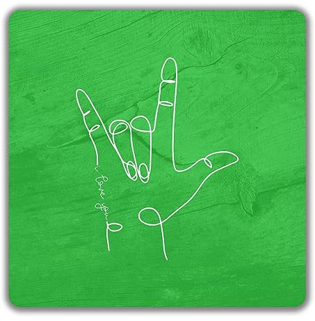 Shopagift Sign Language 2 Pack Coasters Hand Sign I Love You Gift - 9cm x 9cm