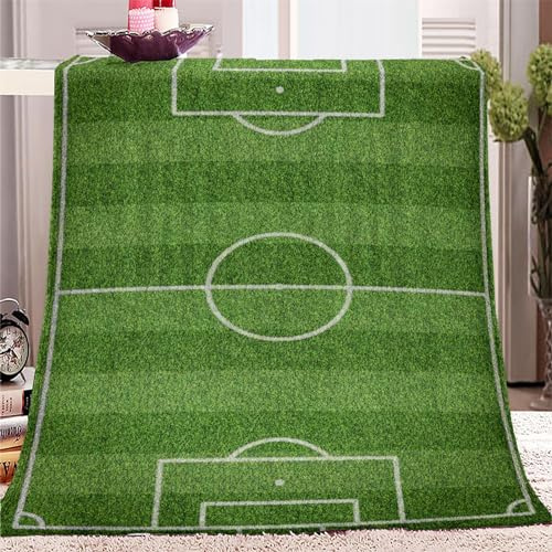 XCWYF Wohndecke Fußballfeld 150x200cm Wolldecke Tagesdecke Kuscheldecke Sofadecke TV Decke für Geschenk Bett Schlafzimmer Couch Büro Camping