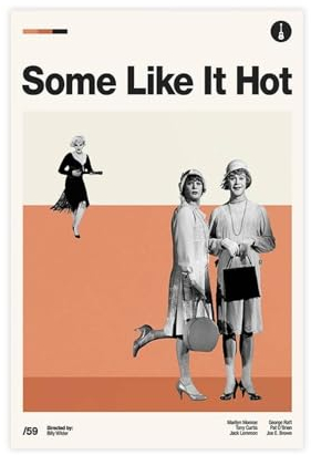 DEZARO Some Like It Hot – Vintage-Filmposter auf Leinwand, Poster, Wandkunst, Dekor, Bild, Gemälde für Wohnzimmer, Schlafzimmer, Dekoration, ungerahmt, 40 x 60 cm