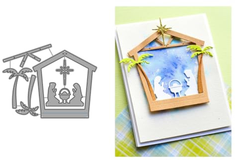 Sredwtk Stern Baum Haus Stanzschablonen Weihnachten Metall Prägeschablonen Stanzformen Schneiden für DIY Karte Sammelalbum Scrapbooking Fotoalbum Deko Cutting Dies