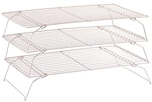 VIRAZE Set Of 3 Non-Stick 3-Tier Combination Folding Cooling Rack Biscuit Drying Net Rack Cake Baking Cooling Rack (Color : Gold)