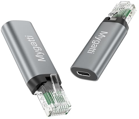 Mygatti USB C auf Ethernet Adapter(2PK,Gray),Typ-C Buchse auf RJ45 Stecker,tragbarer 1 Gbit/s USB C auf Netzwerk Konverter,unterstützt C-C und A-C Kabel,kompatibel mit MacBook Pro,iPad Pro