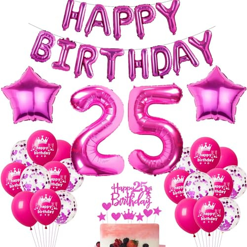 Rosa Luftballon 25. Geburtstag Hot Pink Geburtstag Luftballon 25 Jahre Rosa Ballon 25. Geburtstagsdeko 25 Jahre Frauen 25 Party Deko Rosa 25. Frau Dekorationen Rose