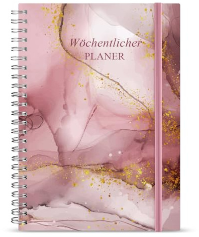 Undatierter Wochenplaner | Terminplaner A5 | wöchentlicher Terminkalender mit To-Do-Liste, großem Notizfeld | 52 Blatt Terminplaner auf Deutsch Ringbuch mit Hardcover, Pink