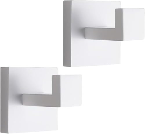 YUET 2 Piezas Gancho Toalla Acero Soporte Pared Acero Inoxidable 304 Toallas de Baño Colgador Cocina Percheros Toalleros Garaje Montaje (Blanco)