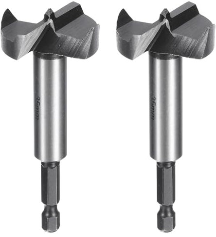 QUARKZMAN 2pz Forstner Trapano Punta 1-3/8(35mm) Carbonio Acciaio Multidente Piatto Aletta Legno Foratura Punta Cerniera Fresa con 1/4 Esagonale Gambo per Duro Tenero Compensato Legno
