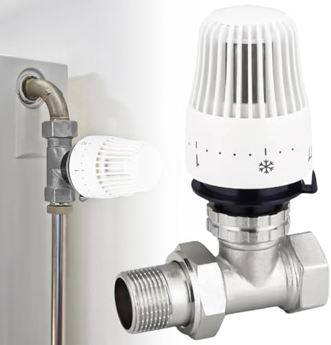 Termostato per riscaldamento, guarnizione in silicone, valvola per radiatore, materiale in ottone, regolazione automatica della temperatura (testa termostatica+valvola termostatica passaggio 1/2)