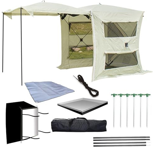 MIAOMI Rear Tent For 3-4 People, Freestanding Car Tent With Sleeping Cabin, Camping Awning For SUV, Camping Awning, Awning Is Removable, Waterproof Car Camping Tent(White,Large)