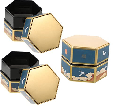 SHOWERORO 3pcs Iron Storage Tank Tea Leaves Storage Cans Sealing Tea Canisters for Loose Home Kitchen Biscuits Box